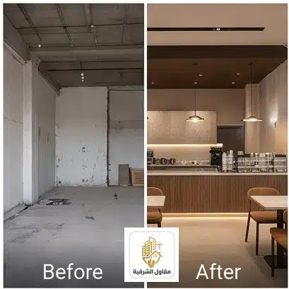 تصميم كافيه في الخبر قبل وبعد